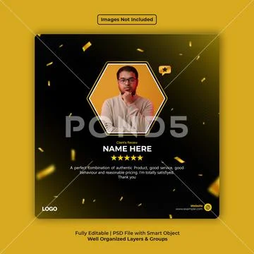 Luxury Black and Gold Client Review Social Media Template PSD Template