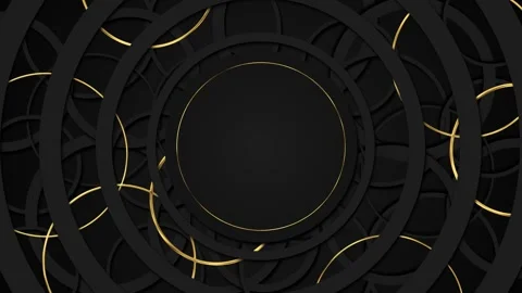 Luxury Black and Gold Interlocking Circular Frame Stock Footage 341033988