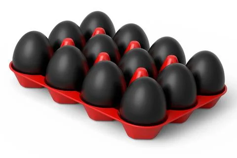 Luxury black eggs standing in plastic tray for morning breakfast Stock Illustration