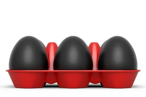 Luxury black eggs standing in plastic tray for morning breakfast Stock Illustration