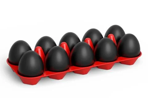 Luxury black eggs standing in plastic tray for morning breakfast Stock Illustration