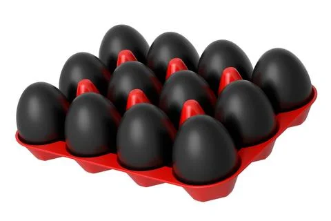 Luxury black eggs standing in plastic tray for morning breakfast Stock Illustration