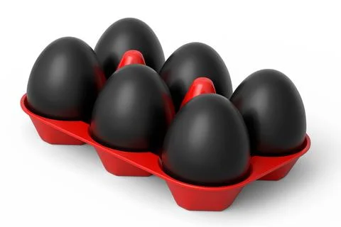 Luxury black eggs standing in plastic tray for morning breakfast Illustrazione stock