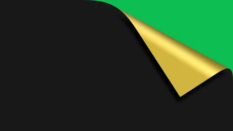Luxury black gold page corner peel animation revealing green screen. Stock Footage 335598787