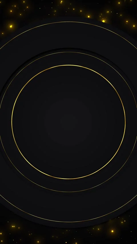 Luxury black golden ring backdrop clean copy space, circular borders, subtle Stock Footage 334120360