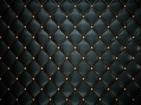 Luxury black leather pattern with diamonds and golden wire Stock Illustration