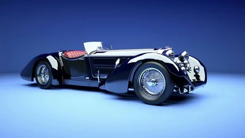 Luxury black retro car with red salon. Studio light. Vidéo 73583802