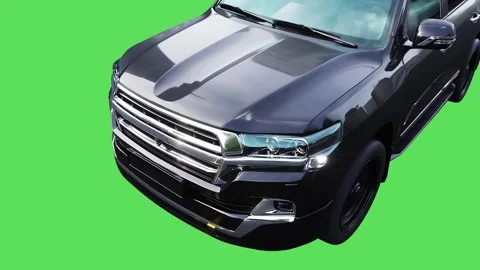 Luxury black suv driving fast.4K green screen isolate. Stock Footage 336024149