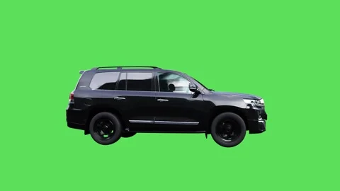 Luxury black suv driving fast.4K green screen isolate. Stock Footage 336024150