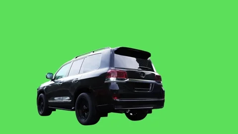 Luxury black suv driving fast.4K green screen isolate. Stock Footage 336024153