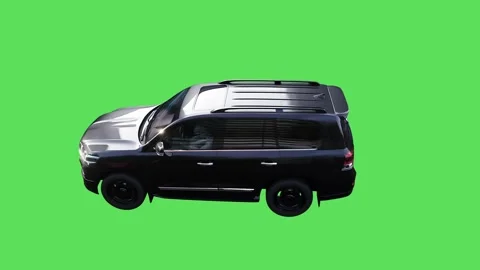 Luxury black suv driving fast.4K green screen isolate. Stock Footage 336024162