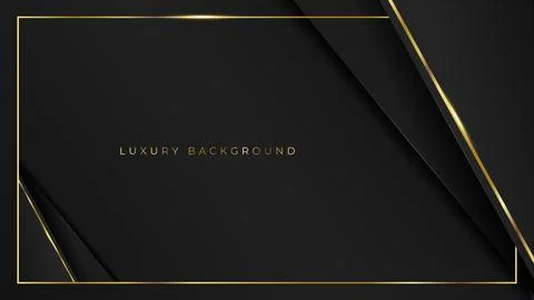 Luxury Black Vector Background with golden frame and lines Premium black banner  Stock Illustration