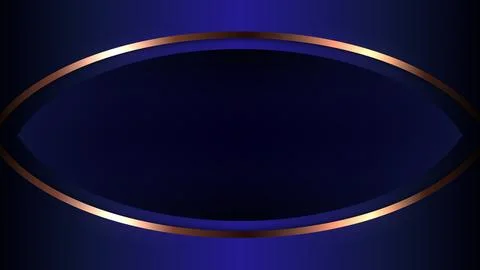 Luxury blue abstract background with glowing rose gold oval frame for premi.. Stock Illustration