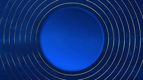 Luxury Blue Circle Podium Background with Animated Concentric Gold Rings Loop 스톡 동영상 344849619