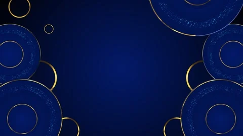Luxury blue gold circle background elegant round shapes, dotted cyan accents, ce Stock Footage 340414509