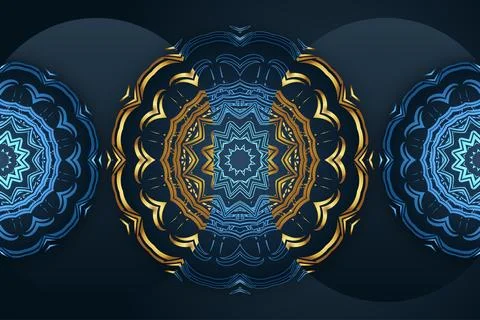 Luxury Blue Mandala Pattern With Ornate Floral And Geometric Elements Ilustração Stock