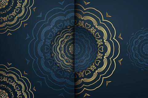 Luxury Blue Mandala Pattern With Ornate Floral And Geometric Elements 库存插图