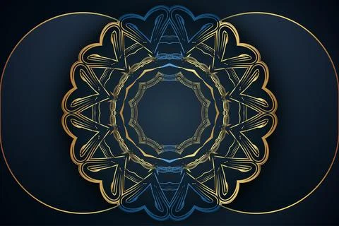 Luxury Blue Mandala Pattern With Ornate Floral And Geometric Elements イラスト素材
