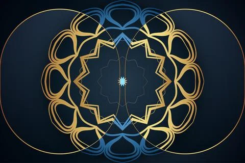 Luxury Blue Mandala Pattern With Ornate Floral And Geometric Elements Stock Illustration