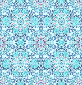 Luxury Blue Pattern Boho Flower Stock Illustration