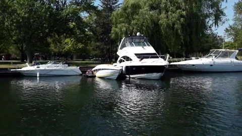 Luxury boat going by Stock Footage 249635519