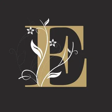 Luxury Boutique Letter E Monogram Logo, Vintage Golden Letter With Elegant .. Stock Illustration