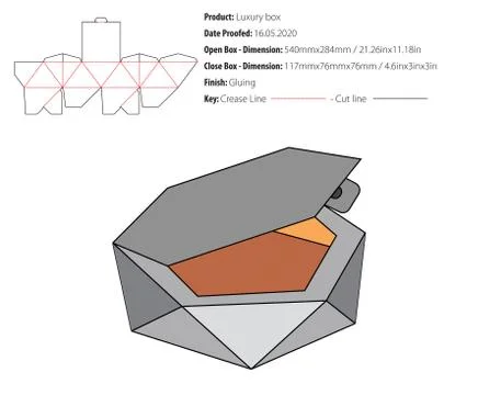Luxury box packaging design template gluing die cut - vector 2-eps Stock Illustration