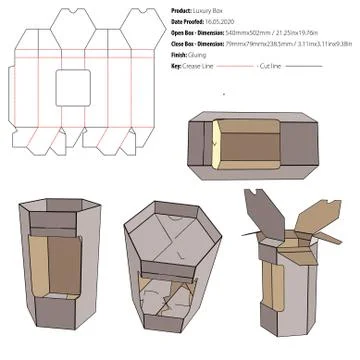 Luxury box packaging design template gluing die cut - vector-eps Stock-Illustration