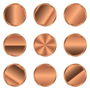 Luxury bronze circle button. Bronze circle. Realistic metal button. Vector .. Stock Illustration
