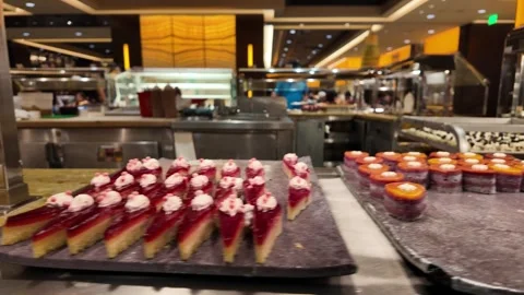 Luxury Buffet Featuring a Variety of Exquisite Desserts Stock Footage 318926805