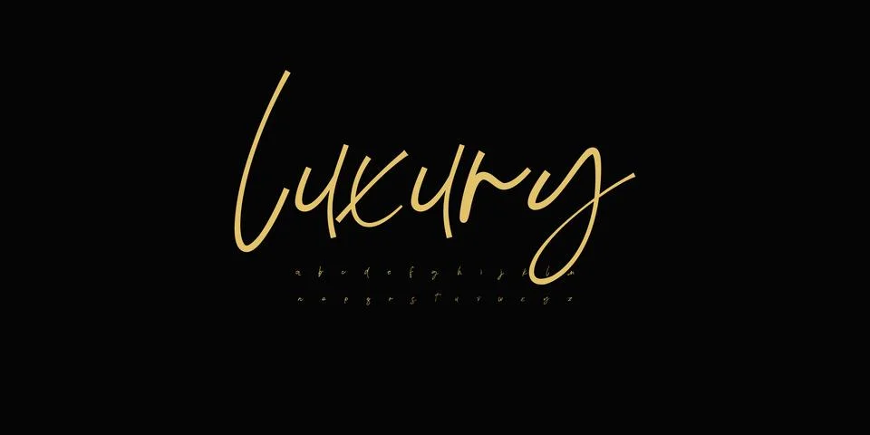 Luxury Calligraphy Script Alphabet Gold Lettering Elegant Font Typeface Logo Stock Illustration