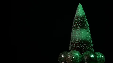 Luxury candy cane Christmas tree- ornaments rotating left- green 4k Stock Footage 98202008