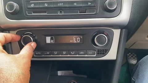 Luxury car Auto climate control air condition system operation Video stock 163370449