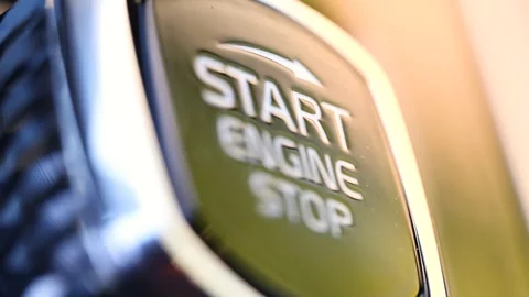 Luxury car crystal start stop engine button close up refocused 4K 库存影片 341373405