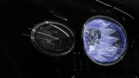 Luxury car front LED headlight with crystal effect.  Stock Footage 148120826