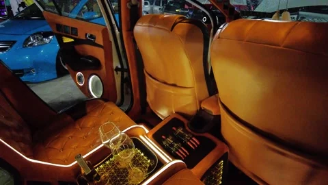 Luxury car interior, made to order, in a car at an auto show Stockbeeldmateriaal 208008780