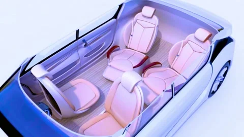 Luxury car interior with movable seats showing innovative concept Stock-Footage 341802193