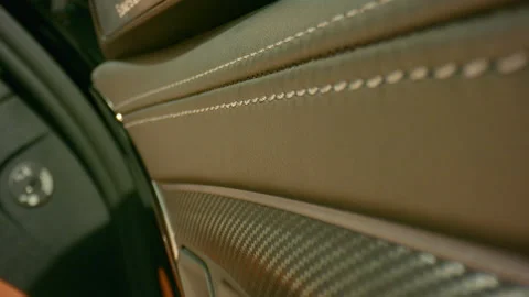 Luxury car interior stitching Stock Footage 170814899