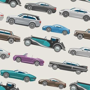 Luxury car vector retro auto transport and vehicle automobile illustration set Illustrazione stock