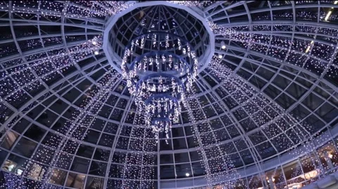 Luxury ceiling, huge chandelier Stock Footage 57787377