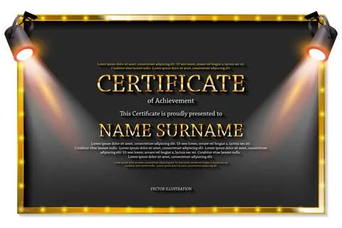 Luxury certificate with spotlights Stock Illustration