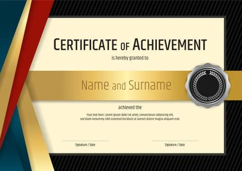 Luxury certificate template with elegant black and golden border frame, Diplo Stock Illustration