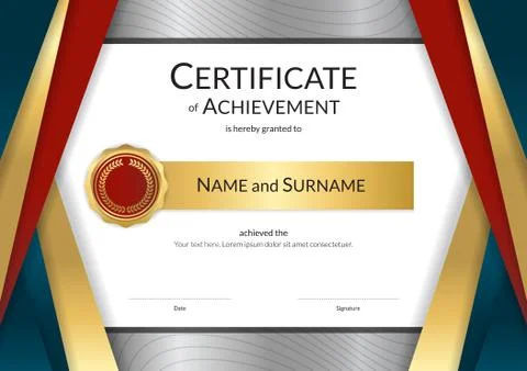 Luxury certificate template with elegant border frame, Diploma design for gra Stock Illustration