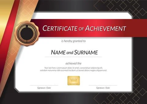 Luxury certificate template with elegant border frame, Diploma design for gra Stock Illustration