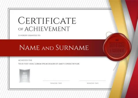 Luxury certificate template with elegant border frame, Diploma design for gra Stock Illustration