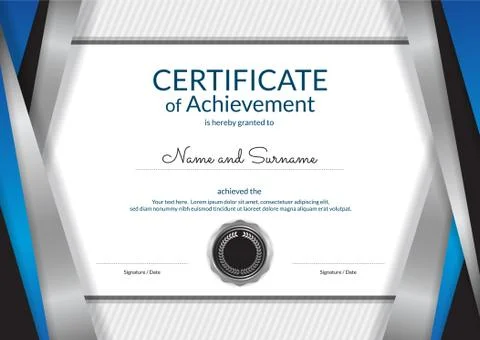 Luxury certificate template with elegant border frame, Diploma design for gra Stock Illustration