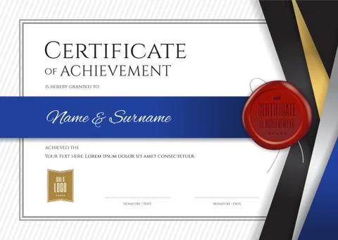 Luxury certificate template with elegant border frame, Diploma design for gra Stock Illustration