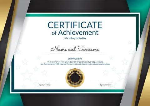 Luxury certificate template with elegant border frame, Diploma design for gra Stock Illustration
