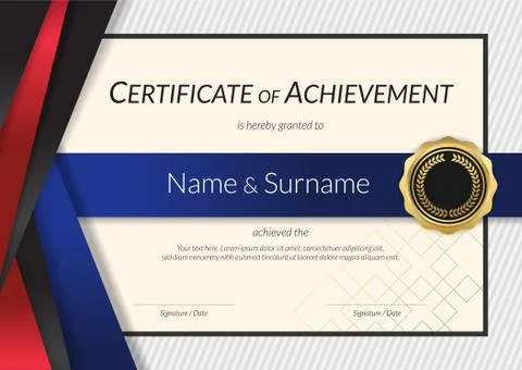 Luxury certificate template with elegant border frame, Diploma design for gra Stock Illustration