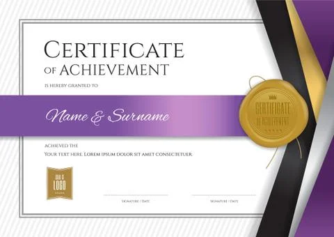 Luxury certificate template with elegant border frame, Diploma design for gra Stock Illustration